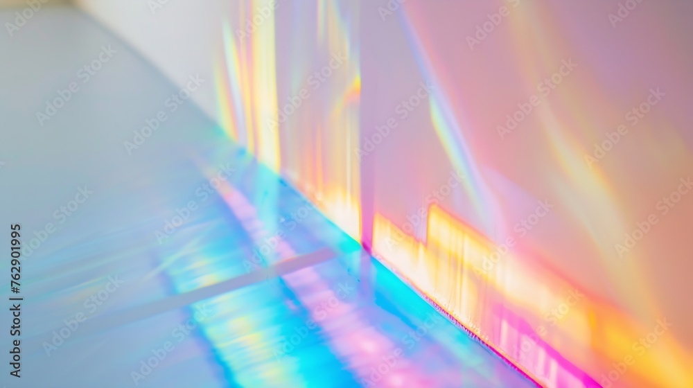 Poster blurred rainbow light refraction texture overlay effect for photo and mockups organic drop diagonal 