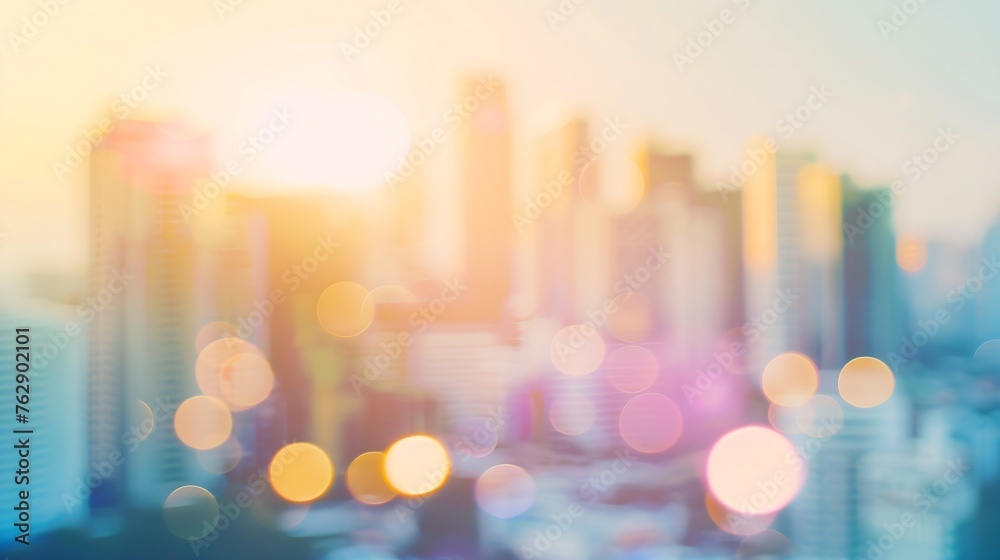 Poster blur city bokeh background blur city light : generative ai