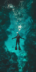 Mergulho com cilindro em águas turquesa cristalinas