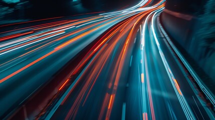 lights of cars driving at night long exposure : Generative AI