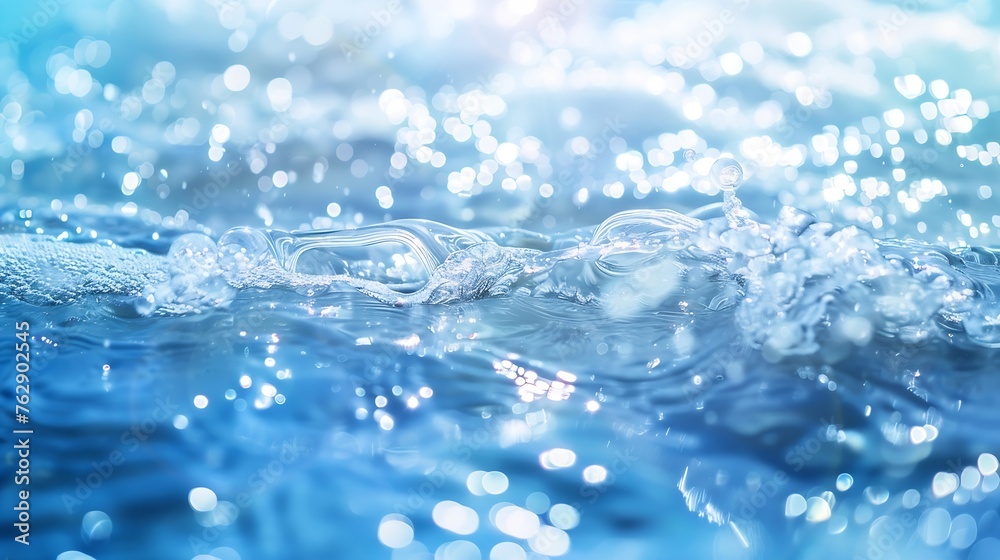 Fototapete bluewater waves on the surface ripples blurred defocus blurred transparent blue colored clear calm w