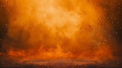 Black brown orange yellow abstract background Color gradient ombre Spots Fire burn burnt effect Or horror a creepy concept Light Glow Dirty rough dust grainy grungy texture : Generative AI - Powered by Adobe