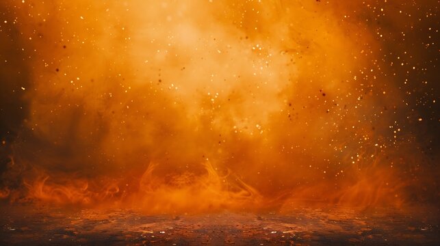 Black brown orange yellow abstract background Color gradient ombre Spots Fire burn burnt effect Or horror a creepy concept Light Glow Dirty rough dust grainy grungy texture : Generative AI