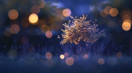 blur tree image at night : Generative AI