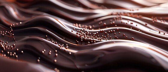 Gourmet chocolate syrup waves, luxurious dessert texture