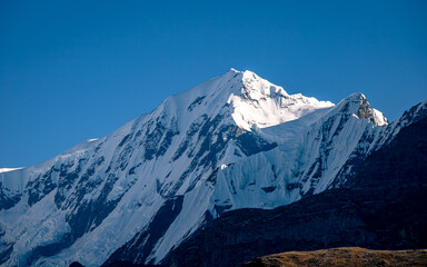 landscape with snow and clouds in Annapurna rainge, Nepal.