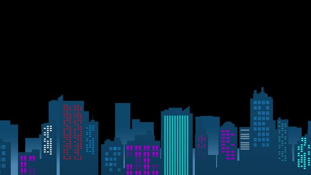 animated night city with a black screen background