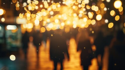 People City Bokeh Golden Glow  Street Urban Blurred Background : Generative AI