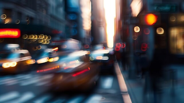 BLUR OF NEW YORK CITY RUSH ON THE STREET : Generative AI