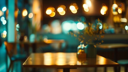 Blur restaurant interior banner background : Generative AI - obrazy, fototapety, plakaty