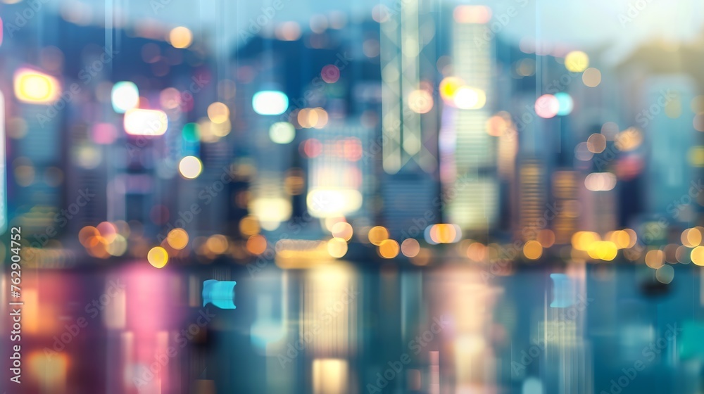 Poster vertical motion blur hong kong city background : generative ai