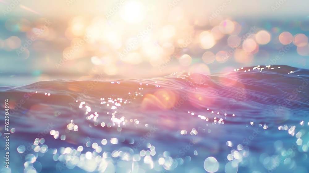 Poster bright colorful sun and sea bokeh background : generative ai