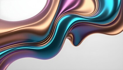 Fluid smooth abstract metallic holographic colored shape background 