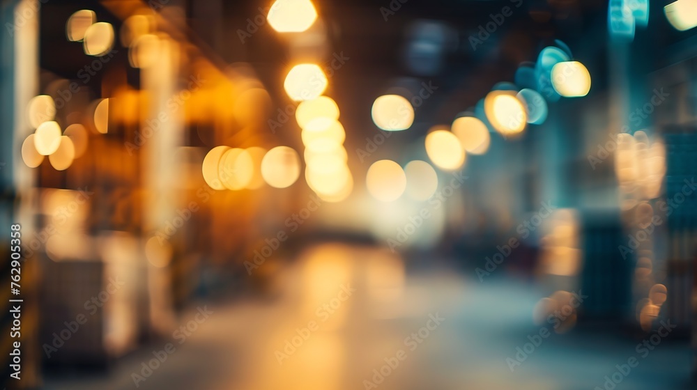 Poster Blurred business background Blur warehouse with bokeh light background : Generative AI