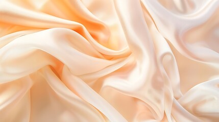 Light pale tender peach pink beige white silk satin fabric Elegant luxury abstract background for design Color gradient Lines Curtain Drapery Soft folds Gentle Template Baby birthday n : Generative AI - obrazy, fototapety, plakaty