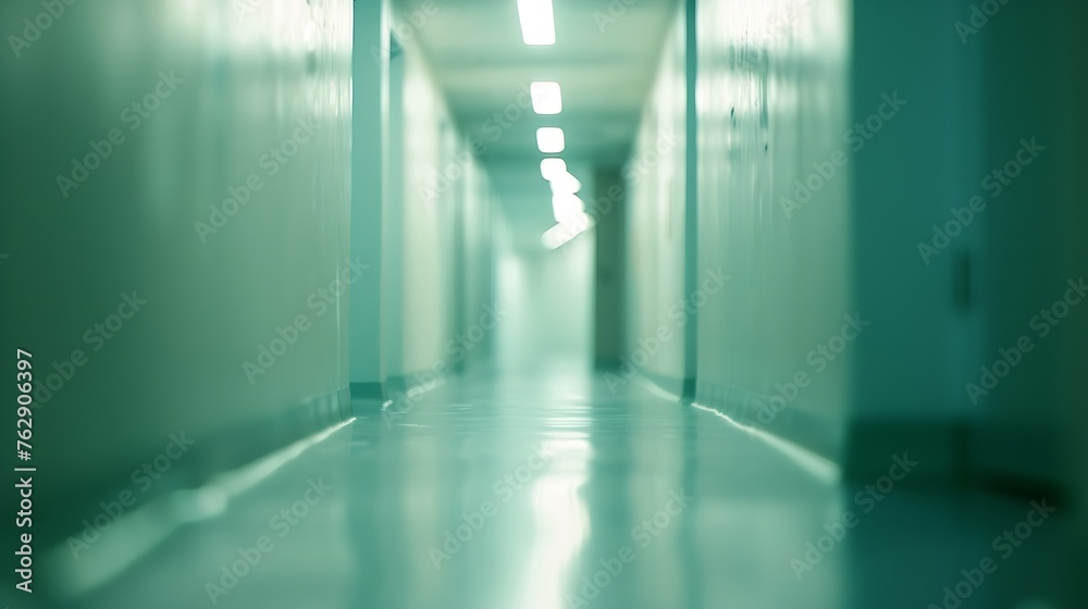 Poster blur image background of corridor in hospital or clinic image : generative ai