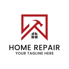 home repair logo with modern premium concept and hammer element