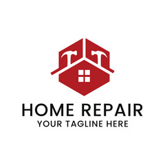 home repair logo with modern premium concept and hammer element