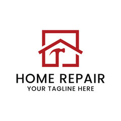 home repair logo with modern premium concept and hammer element