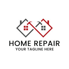 home repair logo with modern premium concept and hammer element