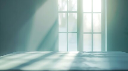 Fototapeta premium Table background of free space and window : Generative AI