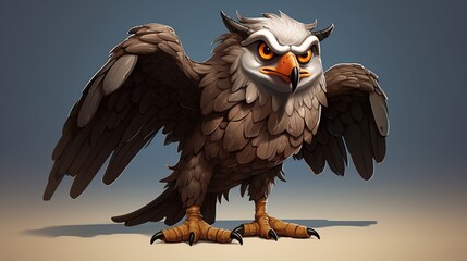 A cartoon hawk with sharp talons and keen eyesight