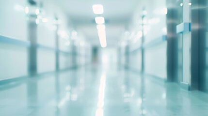 Abstract blur luxury hospital hall and corridor Blur clinic interior background with defocused effect Healthcare and medical concept : Generative AI - obrazy, fototapety, plakaty