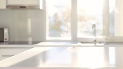 Fototapeta na wymiar Abstract blur white background from kitchen window : Generative AI