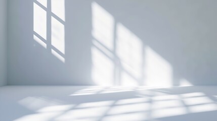 Obraz premium Abstract white studio background for product presentation Empty gray room with shadows of window Display product with blurred backdrop : Generative AI