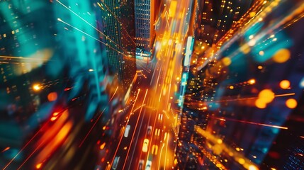 City lights at night abstract : Generative AI