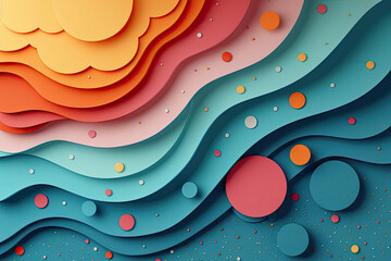 Abstract background with circles and waves. Created with Ai - obrazy, fototapety, plakaty