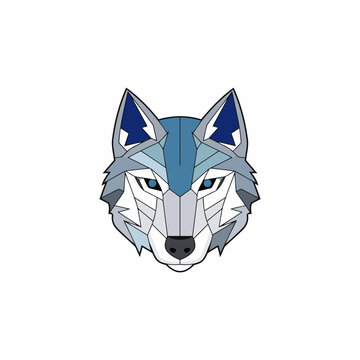 Geometric colorful wolf logo vector icon design template