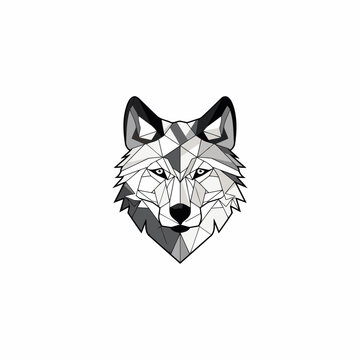 Geometric colorful wolf logo vector icon design template