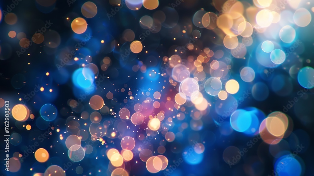 Poster defocused light flare blur glow banner cyber illumination bokeh neon navy blue black color gradient 