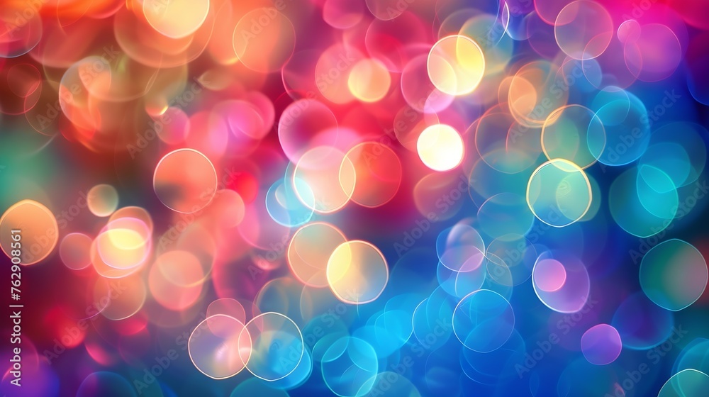 Poster Abstract bokeh blurred background defocused night lighting for design Multicolored circles spots of light Lens Blur effect of a soft outoffocus background : Generative AI