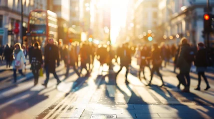Foto op Plexiglas Pedestrian blur crowd of people walking in London city panoramic view of people crossing the street : Generative AI © Generative AI