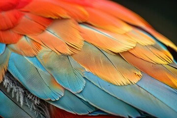 Fototapeta premium The fine detail of a bird's feather, showing the barbs and barbules,