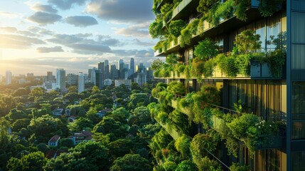 Fototapeta premium Sustainable urban development integrating eco-friendly buildings and infrastructure to minimize environmental impact. 