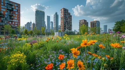 Sleek, minimalist green structures with clean lines utilize rainwater harvesting and passive solar, embodying simplicity and sustainability in every square inch.
