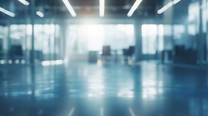 The open space office is empty and dim Abstract light effect on office interior background for...