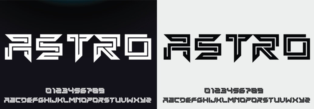 Abstain Abstract Quality font alphabet. Minimal modern urban fonts for logo, brand etc. Typography typeface with small and capital alphabet and number. vector illustration