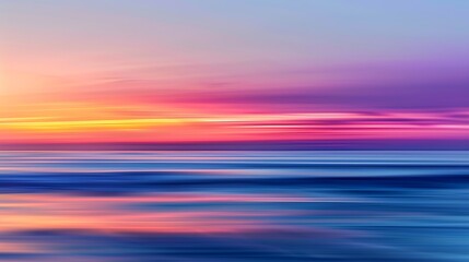 Abstract blurred seascape of colorful sunset over the ocean : Generative AI