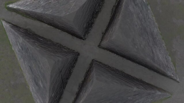 Drone photogrammetry model, point cloud of pyramids, 3D land survey with drone, stunning top down animation of the reconstruction, photogrammetric model