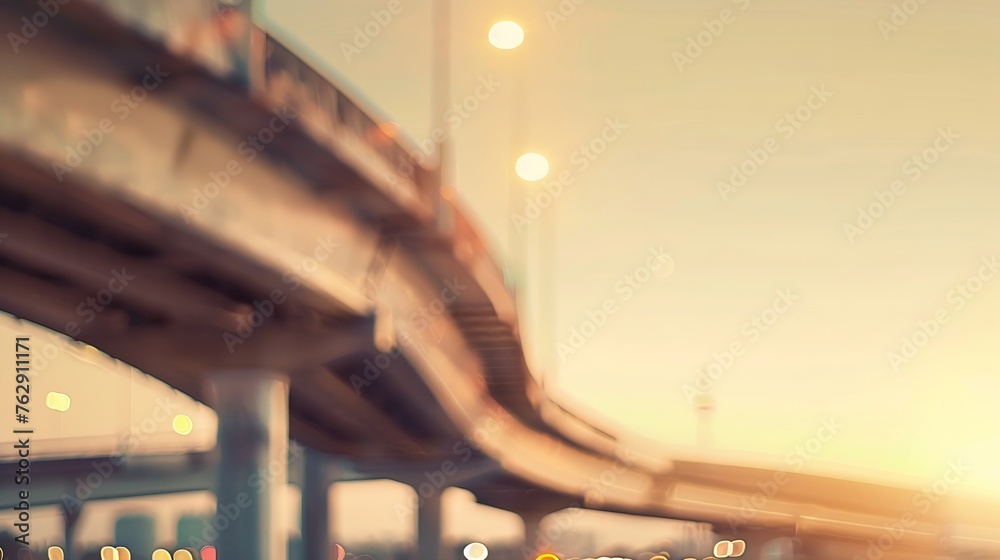 Poster highway overpass motion blur with city background : generative ai