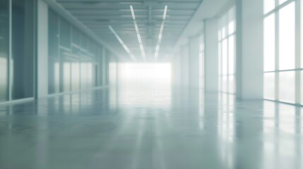 Blur empty space office with windows perspective background Light room perspective background blurred industrial space : Generative AI