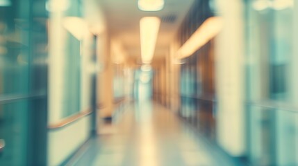 Abstract blur luxury hospital hall and corridor Blur clinic interior background with defocused effect Healthcare and medical concept : Generative AI