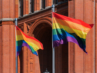 Pride Flags at Rotes Rathaus Berlin