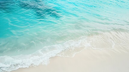 Fototapeta na wymiar Panorama of a beautiful white sand beach and turquoise water in Maldives Holiday summer beach background Wave of the sea on the sand beach : Generative AI