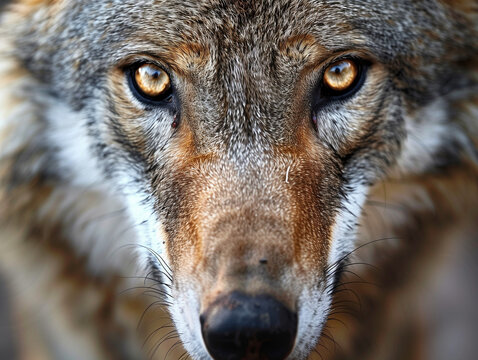 A Close Up Detailed Photo of a Wolf's Face
