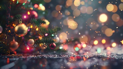 BLURRED LIGHTS FESTIVE DESIGN BACKGROUND FOR CHRISTMAS PRESENTS : Generative AI